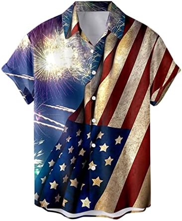 Bmısegm Yaz Erkek T Shirt Mens Bağımsızlık Günü Tarzı V Yaka Moda Ince Rahat Tarzı Boyalı Yaka Gömlek T