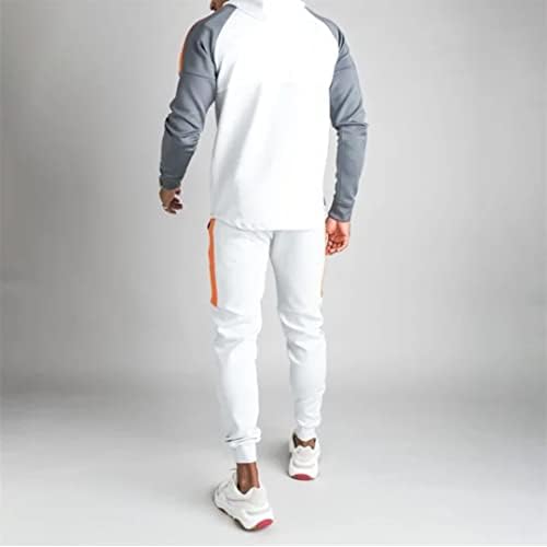 JRG19 Atletik Eşofman, Baskı Hoodie Seti, Moda Giyim Eşofman Polar Fermuar Kazak Rahat Spor Sweatpants, Beyaz, Büyük…