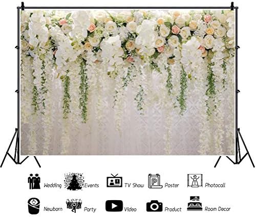 OERJU 10x6. 5ft Düğün Zemin Resepsiyon için Beyaz Çiçekler Perde Çiçek Düğün Töreni Arka Plan Gelin Duş Süslemeleri
