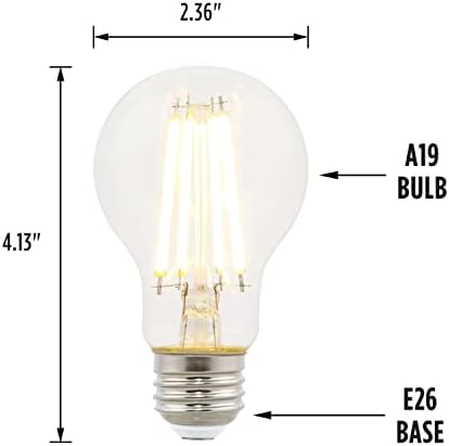 Westinghouse Aydınlatma 5167220 8 Watt (75 Watt Eşdeğeri) A19 Kısılabilir Şeffaf Filament led ışık Ampul, Orta Taban,