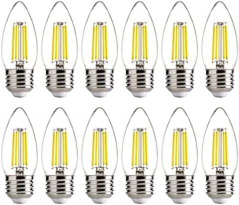 Anbujude Kısılabilir B11 LED Mumluk ampuller, 60W Eşdeğer, 5000K Gün ışığı, E26 Taban, 12 Paket