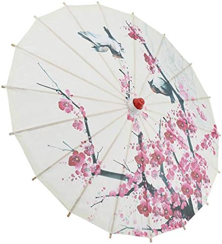 Omabeta Pretty Klasik El Yapımı Yağlı Kağıt Şemsiye Ahşap Saplı,zarif DIY Çin Klasik Erik Çiçeği El Yapımı Şemsiye