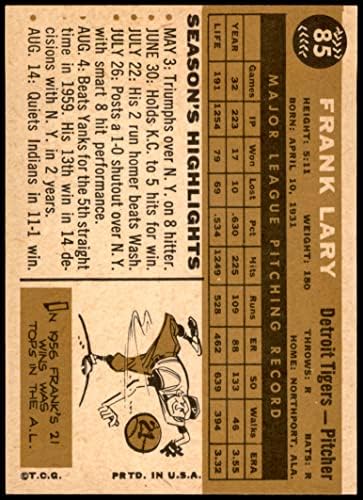 1960 Topps 85 Frank Lary Detroit Kaplanları (Beyzbol Kartı) NM Kaplanları