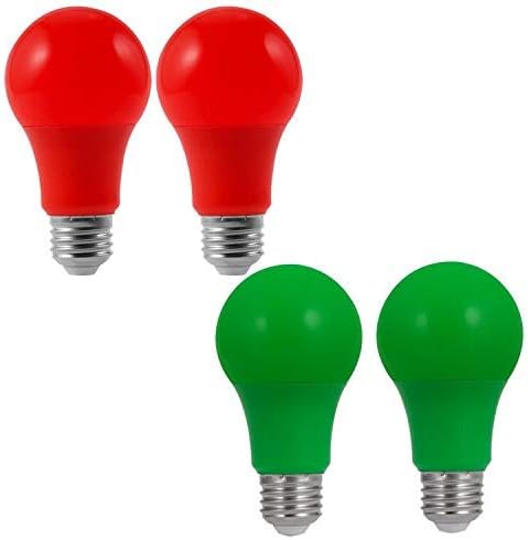 JandCase 2 Paket Kırmızı ve 2 Paket Yeşil A19 LED ampuller, 40W Eşdeğer, 5W Renkli ampuller, sundurma, Ev Aydınlatma,