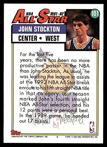 1992 Topps 101 All-Star John Stockton Utah Caz (Basketbol Kartı) NM / MT Caz Gonzaga