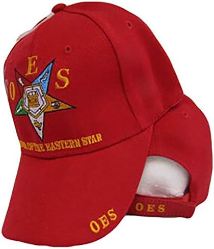 AES oes Sipariş Doğu Yıldız Mason Mason Kırmızı İşlemeli Kap Şapka