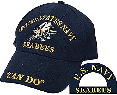 ABD Donanması USN Deniz Arıları Yapabilir Deniz Arıları Lacivert İşlemeli Kap Şapka (EE)