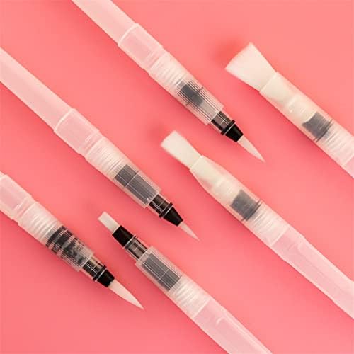 XBWEI 6 Adet Düz / Ince Ucu Doldurulabilir Su Fırçaları Su Renk Fırça Kalem Seti Suluboya Boyama cetvel kalemi