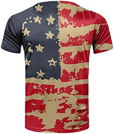 XXBR erkek Bağımsızlık Günü Kısa Kollu Gömlek, erkek 4 Temmuz Amerikan Bayrağı Üstleri Rahat Baskılı Crewneck T-Shirt