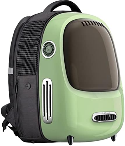 XLAIQ evcil hayvan taşıyıcı Sırt Çantası Dahili Fan Aydınlatma Açık Seyahat Taşıma Çantaları Nefes Çanta (Renk: Yeşil)