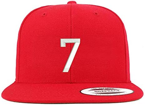 Trendy Giyim Mağazası Numarası 7 işlemeli Snapback Flatbill Beyzbol Şapkası