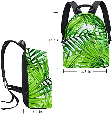 TBOUOBT Deri seyahat sırt çantası Hafif Dizüstü Rahat Sırt Çantası Kadın Erkek, Tropikal Yapraklar Yeşil Modern palmiye