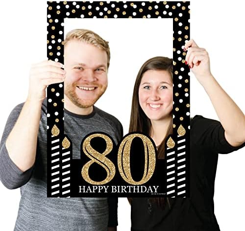 Yetişkin 80th Doğum Günü-Altın-Doğum Günü Partisi Selfie fotoğraf kabini Resim Çerçevesi ve Sahne-Sağlam Malzeme üzerine