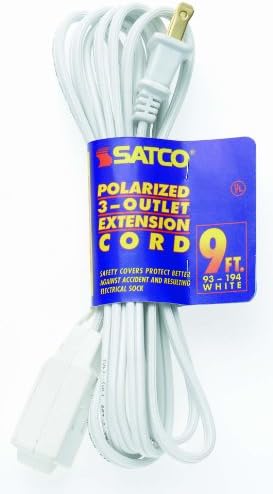 Satco Ürünleri 93/192 16/2 SPT Polarize 3 Çıkışlı Beyaz Uzatma Kablosu, 6 Ayak
