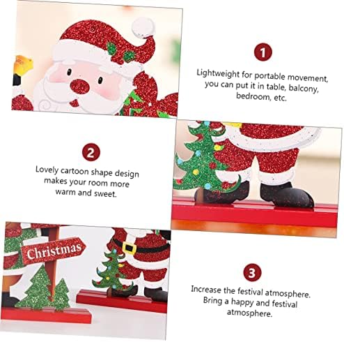 NOLİTOY 1 adet Noel Ahşap Masa Flaş Oyuncaklar Stocking Stuffer Kalp Dekor Noel Ahşap Masa Işaretleri Tatil Masa Ahşap
