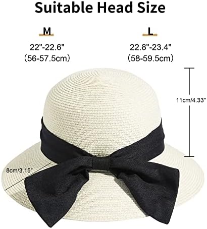 Lanzom Yaz güneş şapkaları Kadınlar için Geniş Ağızlı Hasır Şapka plaj şapkası UPF Katlanabilir Packable Kap Seyahat
