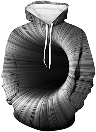 HEHOAH erkek Moda Hoodies & Sweatshirt,Unisex erkek 3D Baskı Yaratıcı Yuvarlak Boyun Rahat Uzun Gömlek Üst Bluz