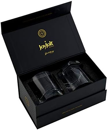 JoyJolt Aqua Vitae Premium Viski Bardağı 2'li Set. Kapalı Tabanlı Sekizgen Viski Bardakları. Viski ve Burbon için