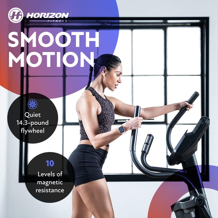 Horizon Fitness EX-59 Evde Egzersiz için Eliptik Antrenör Egzersiz Makinesi, Fitness ve Kardiyo, Bluetooth'lu Kompakt