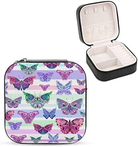 NAHAN Mücevher Kutusu Renkli Kelebekler Taşınabilir Seyahat Takı Çantası Takı saklama kutusu Kolye Yüzük Küpe
