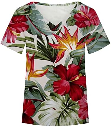 Tee Bayan Yaz Sonbahar 2023 Kısa Kollu V Boyun Pamuk Grafik Baskı Çiçek Brunch Üst T Shirt Bayanlar için Nİ Nİ