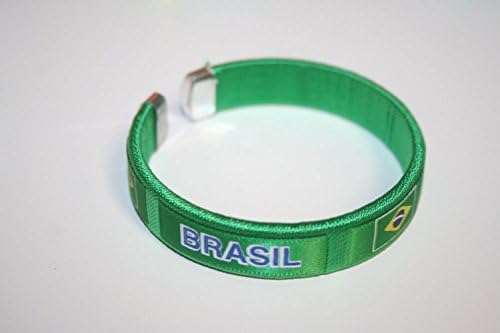 Brezilya Yeşil Brezilya Ülke Bayrağı Esnek Yetişkin C Bilezik Bileklik. 2,5 inç çapında X .5 İnç Genişliğinde Yeni