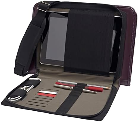 Broonel Mor Deri Dizüstü Messenger Kılıf-ASUS Vivobook E203MA ile Uyumlu İnce ve Hafif 11.6”