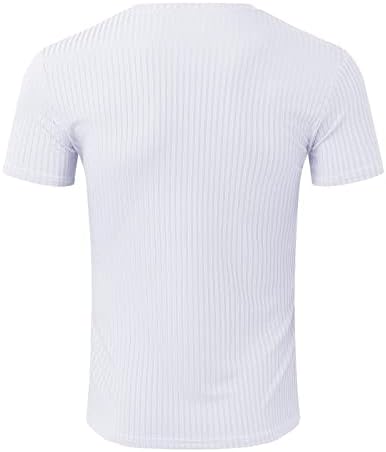 2023 Yeni erkek Yaz Dikey Şerit Düz Renk Yuvarlak Boyun Streç Spor Fit Koşu kısa kollu tişört