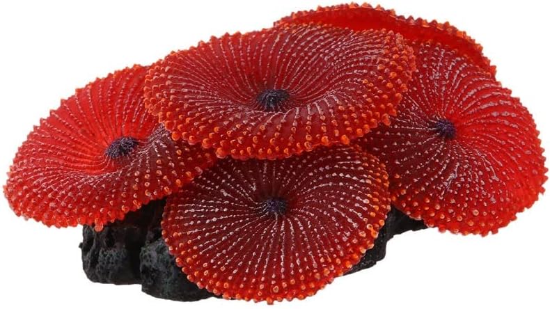 TJLSS Yapay Akvaryum balık tankı Dekorasyon Mercan Deniz Bitki Süs Silikon Kırmızı (Renk: A, Boyut : 6.5 * 6 * 2.6