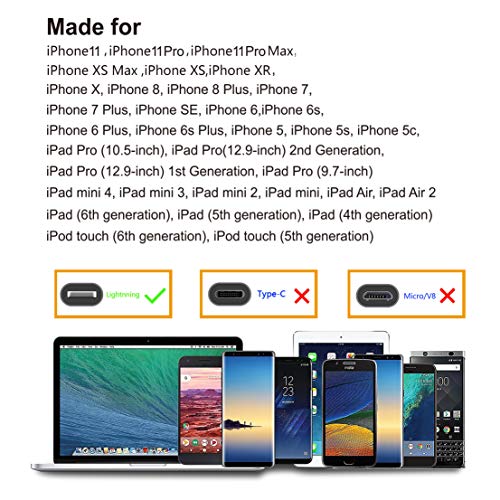[Apple MFi Sertifikalı] 4 Renkli Yıldırım Kablosu [4-Pack 6ft] iPhone Şarj Cihazı Naylon Örgülü USB şarj kablosu iPhone