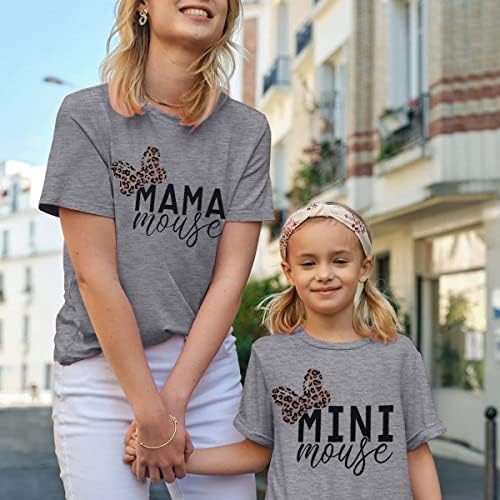 Annem ve Ben Eşleşen Gömlek Kıyafet Anne Mini Leopar Aşk Kalp Gömlek Anne Kızı Aile Eşleştirme Seti Giysi