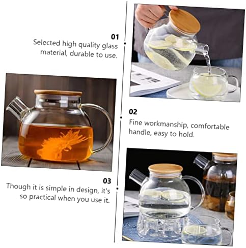 Luxshiny Demlik Cam Çay ısıtıcılar Kapaklı Cam Sürahi Yalıtımlı demlik Vintage çaydanlık Şeffaf çaydanlık Demlik ile
