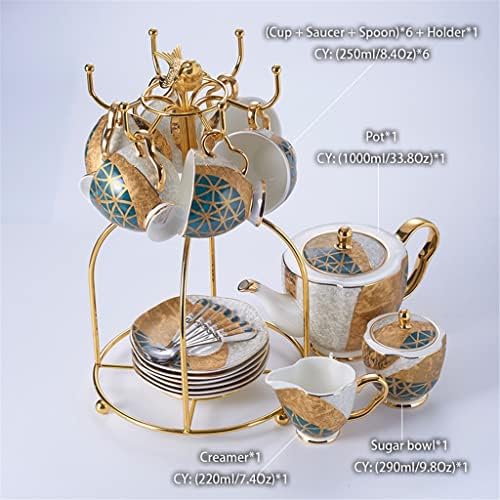 XİULAİQ Altın Geometrik Desen Kakma Porselen çay seti Pot Fincan seramik Fincan Öğleden Sonra çay seti Kahve Malzemeleri