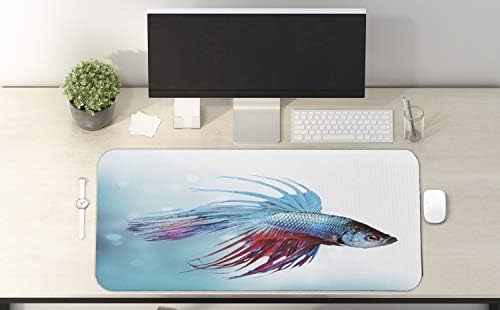 Lunarable Akvaryum Bilgisayar Mouse Pad, Akvaryumda Yüzen Siyam Betta Balığı Agresif Deniz Hayvanı Denizcilik, Dikdörtgen