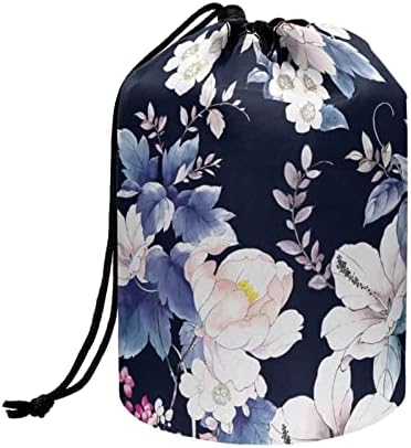 GİFTPUZZ Güzellik Çiçek Desen Büyük İpli Varil kozmetik çantası Kadın Makyaj Seyahat Çantası Taşınabilir kozmetik