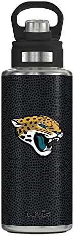 Tervis NFL Jacksonville Jaguars Üçlü Duvarlı termos kupa, 32 oz Geniş Ağızlı Şişe-Paslanmaz Çelik, Siyah Deri