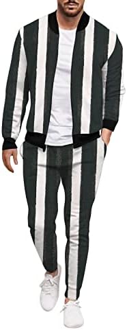 Erkekler Slim Fit Eşofman Erkek Kış Rahat Sokak Dokuma Ceket Ceket Pantolon Çizgili Dikiş İki Parçalı Takım Elbise