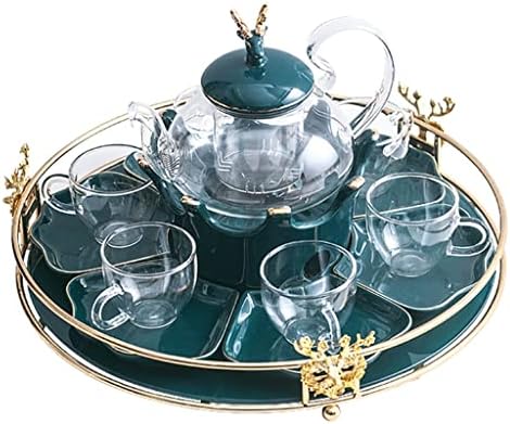 Yok Çiçek çaydanlık seti cam ev su seti ikindi çayı meyve çiçek demlik çay seti mum ısıtma çayı (Renk: A, Boyut: resimde