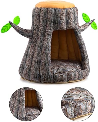 Hollypet Rahat Pet Yatak Sıcak Mağara Yuva yatak Ağaç Şekli Köpek Evi Kediler için, Güdük Baskı