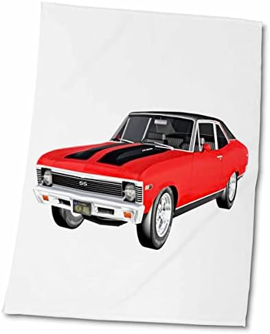 3dRose Boehm Grafik Araba-1968 Kırmızı Kaslı Araba-Havlular (twl-253256-2)