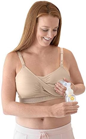 Kindred Cesurca Eller Serbest Pompalama Sütyen (Bej, Küçük) ve Ultra Emici Yeniden Kullanılabilir göğüs pedleri Paketi