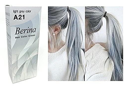 Berina A21 Açık Gri Gümüş Kalıcı Saç Boyası Renk Kremi Unisex-Punk Tarzı