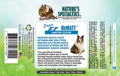 Doğanın Spesiyaliteleri Evcil Hayvanlar için Süper EZ DeMatt Ultra Konsantre Dematting Çözümü, 12 Galona kadar, Profesyonel