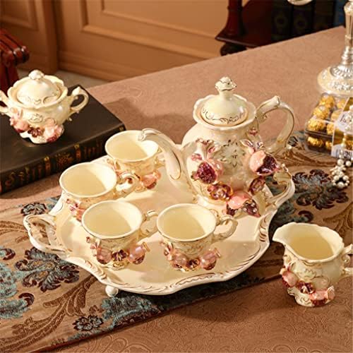 XİULAİQ Üç boyutlu nar kahve seti çay seti kahve fincan seti Amerikan-İngilizce seramik çiçek öğleden sonra çay seti