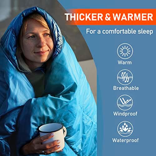 MEREZA Uyku Tulumları Yetişkinler için 32°F Sıkıştırma Çuvallı XL, Erkek Erkek Kadın Kamp ve Sırt Çantasıyla Uyku
