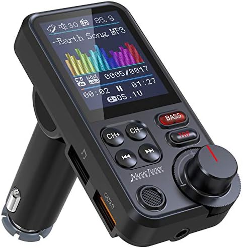 Nulaxy FM Bluetooth Verici için araba, Güçlü Mikrofon Bluetooth Araç Adaptörü ile 1.8 Renkli Ekran Eller Serbest Aramalar