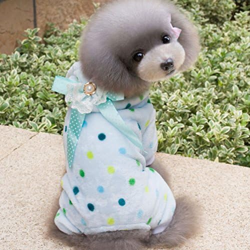 SMALLLEE_LUCKY_STORE Köpek Nokta Baskı Pijama Polar Pet Pijama Küçük Köpek Giysileri, XX-Large, Mavi