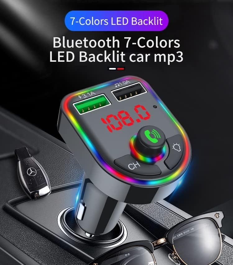 Araba mp3 Çalar Bluetooth fm Verici ARABA atmosfer ışığı Bluetooth araç U Disk Kartı Çakmak araba