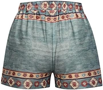 Kadın Şort Etnik SweatShorts Batı Aztek Baskı plaj pantolonları Elastik Bel İpli Kısa Pantolon Düzenli Fit
