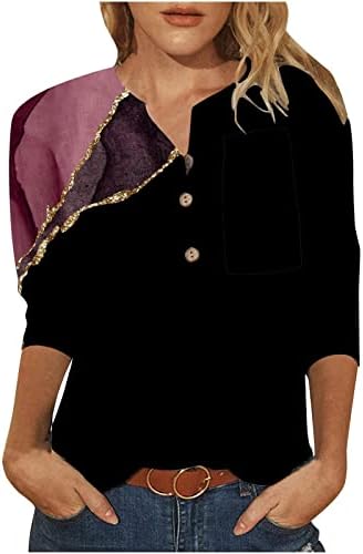 Bluz Bayan Yaz güz giyimi Moda 3/4 Kollu Ekip Boyun Grafik Salonu Capri Bluz T Shirt Kadınlar için 57 57
